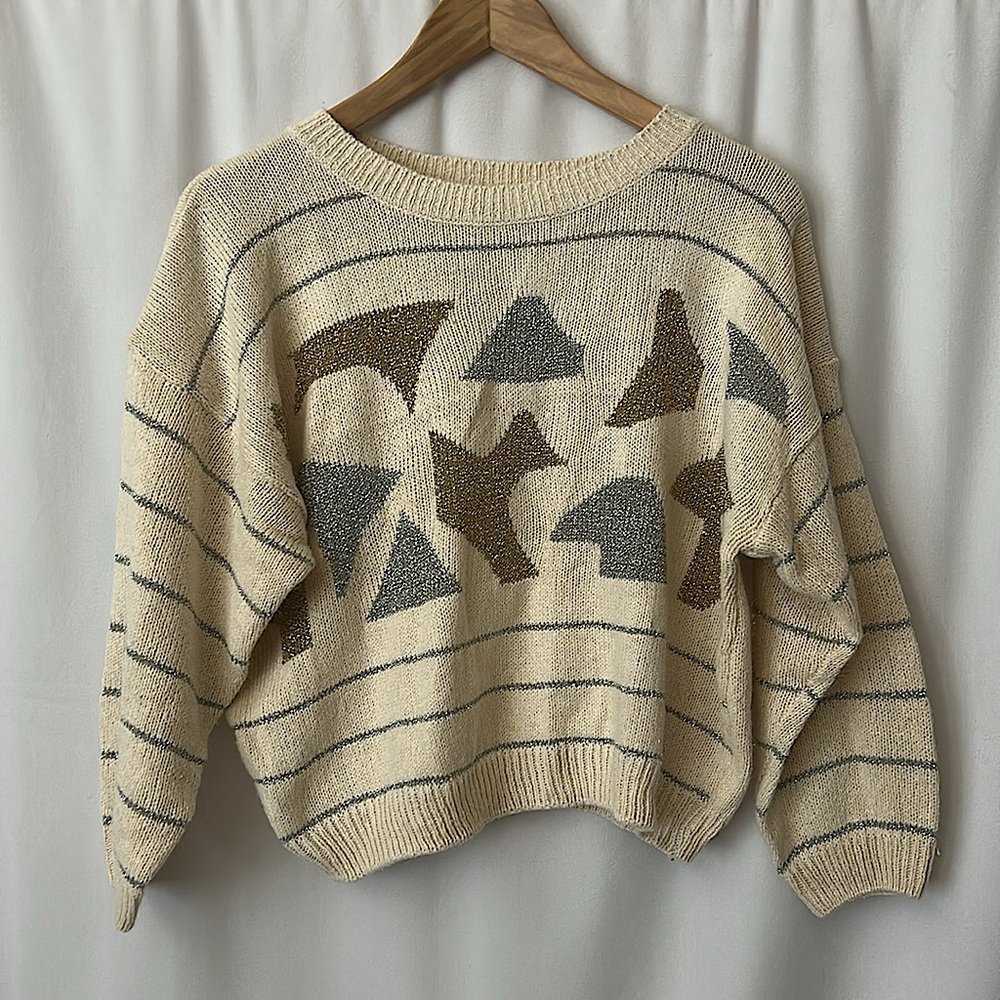 Parrinello Vintage Cream Silk/Rabbit Angora Sweater Shirt Top **Size L** 🌸🌸